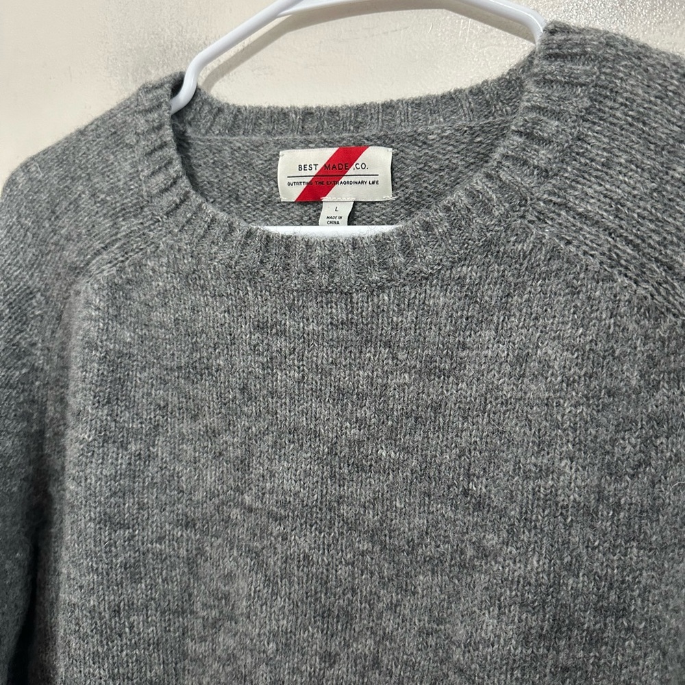 Best Made Co. Men's Wool Fisherman Crewneck Sweater Men’s Large Gray